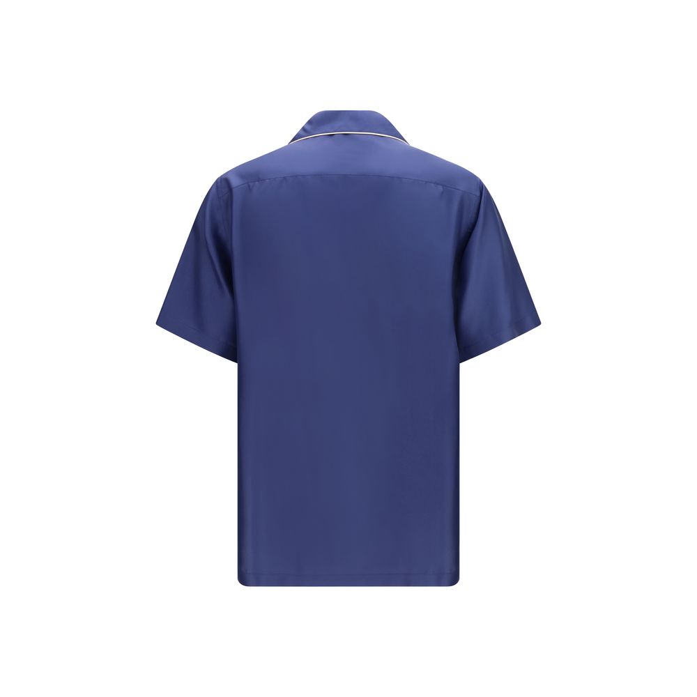 Dolce &amp; Gabbana Blue Silk Shortsleeve Shirt