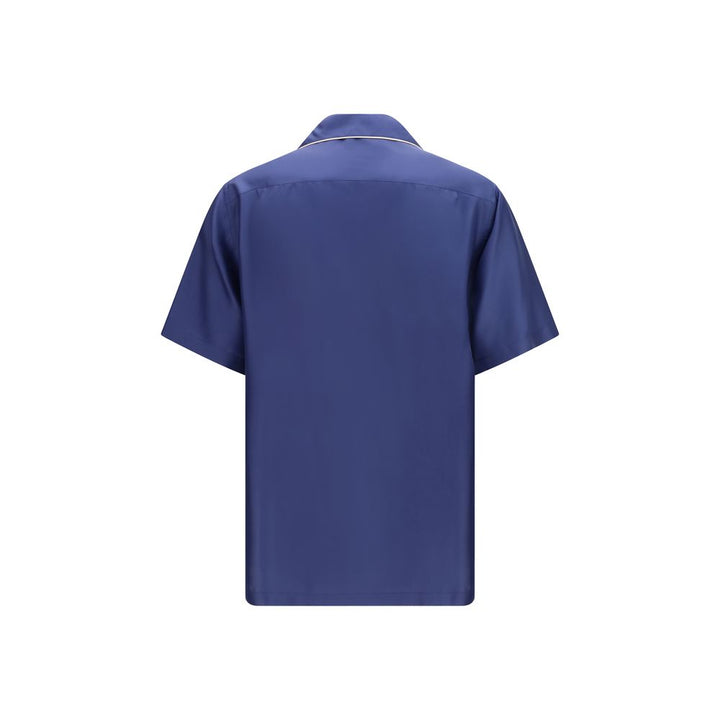 Dolce &amp; Gabbana Blue Silk Shortsleeve Shirt