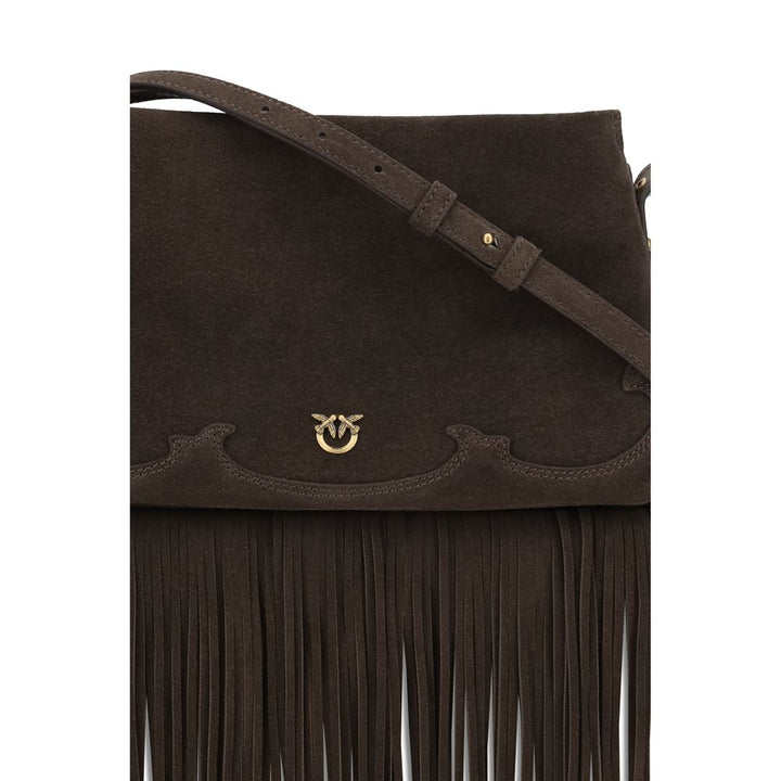PINKO Brown Calf Leather Bos Taurus Shoulder Bag