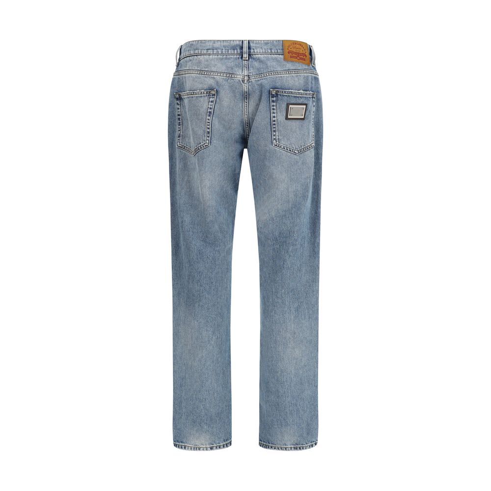 Dolce &amp; Gabbana Blue Cotton Straight-Leg Jeans