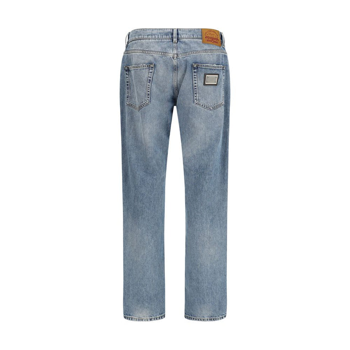 Dolce &amp; Gabbana Blue Cotton Straight-Leg Jeans