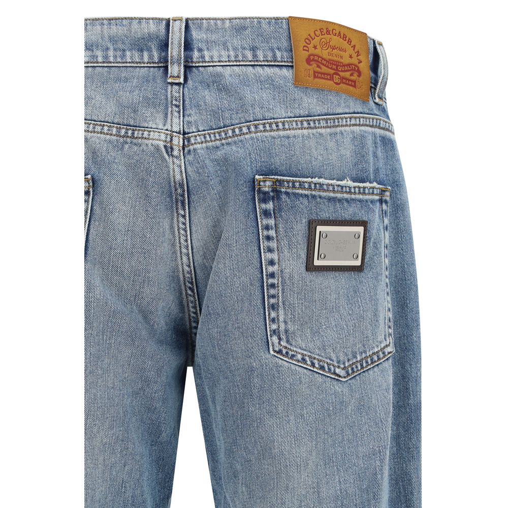 Dolce &amp; Gabbana Blue Cotton Straight-Leg Jeans
