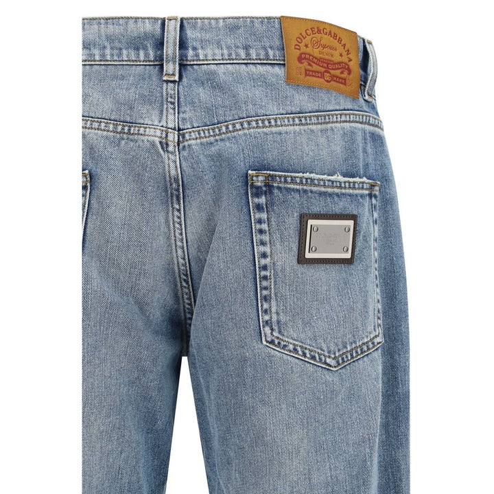 Dolce &amp; Gabbana Blue Cotton Straight-Leg Jeans