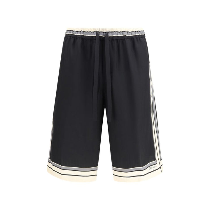 Dolce &amp; Gabbana Black Silk Bermuda Shorts