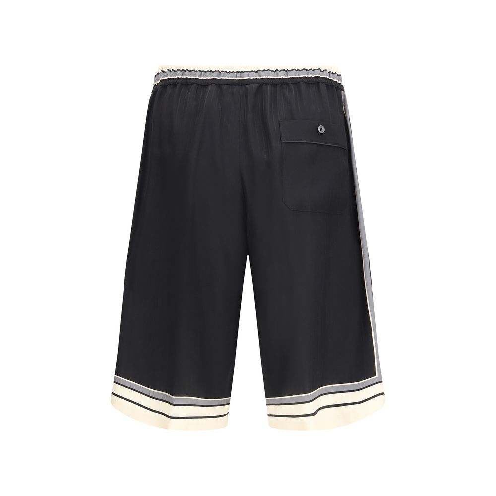 Dolce &amp; Gabbana Black Silk Bermuda Shorts