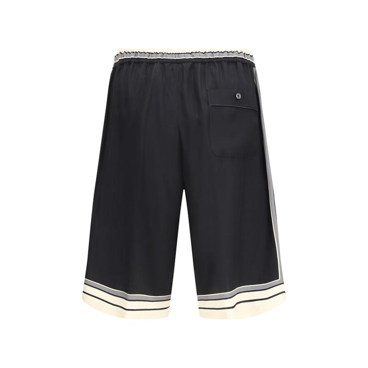 Dolce &amp; Gabbana Black Silk Bermuda Shorts