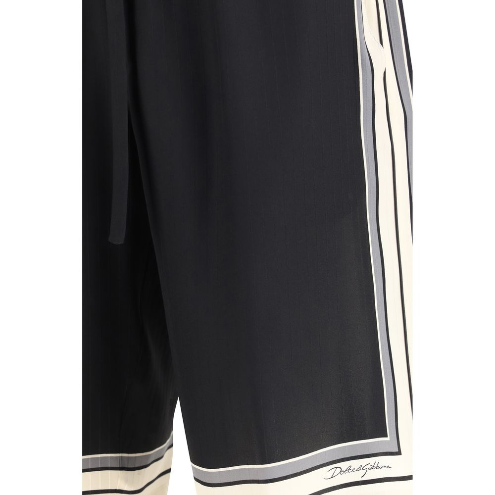 Dolce &amp; Gabbana Black Silk Bermuda Shorts