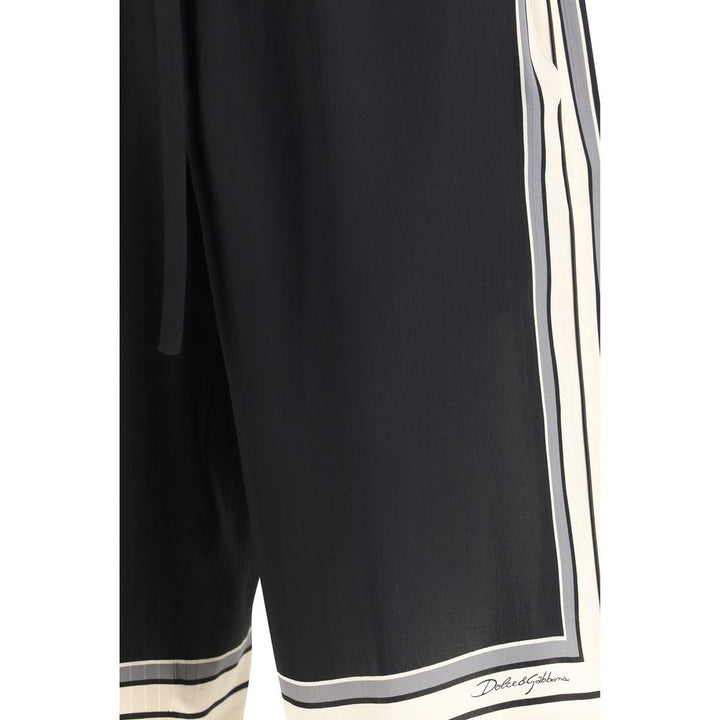 Dolce &amp; Gabbana Black Silk Bermuda Shorts