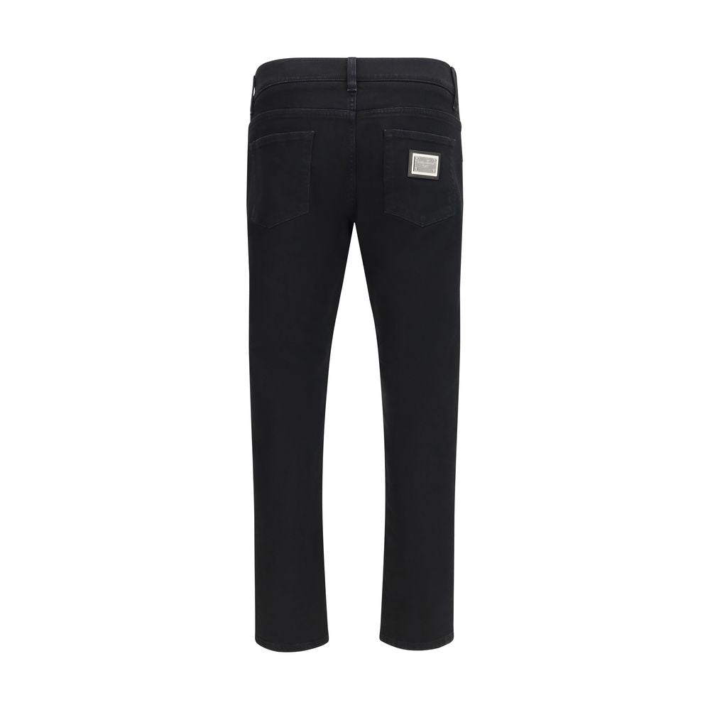 Dolce &amp; Gabbana Black Cotton Slim Fit Jeans