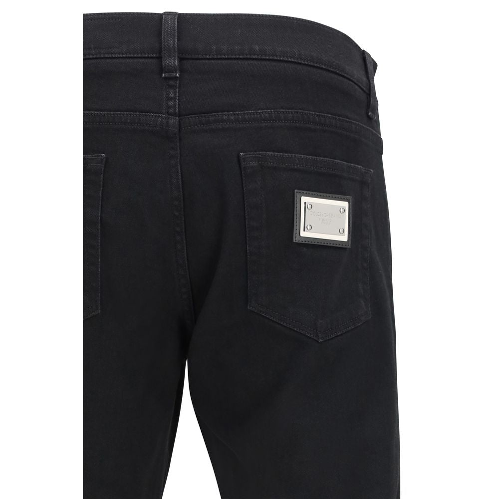 Dolce &amp; Gabbana Black Cotton Slim Fit Jeans