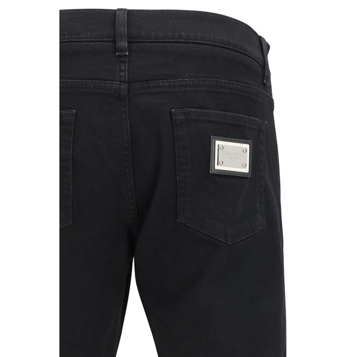 Dolce &amp; Gabbana Black Cotton Slim Fit Jeans