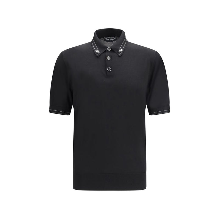 Dolce &amp; Gabbana Black Silk Polo Shirt