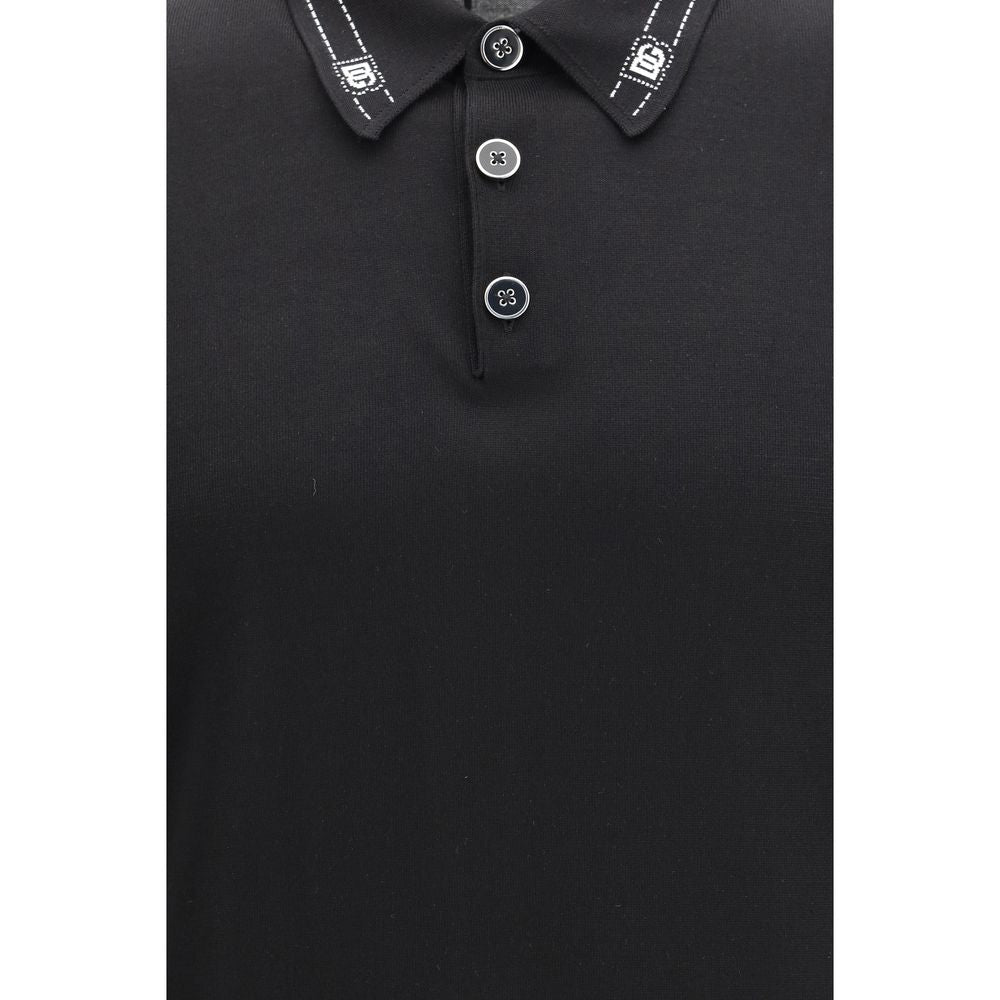 Dolce &amp; Gabbana Black Silk Polo Shirt