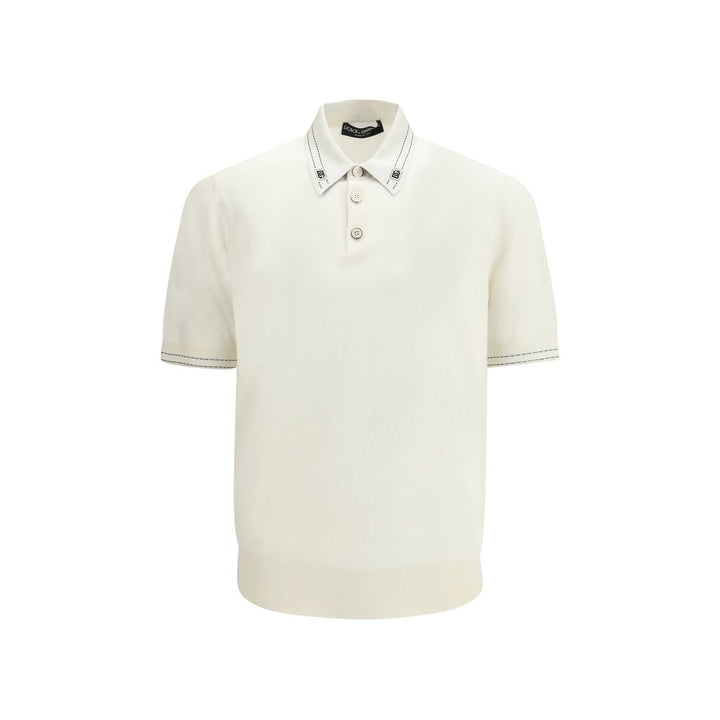Dolce &amp; Gabbana Beige Silk Polo Shirt