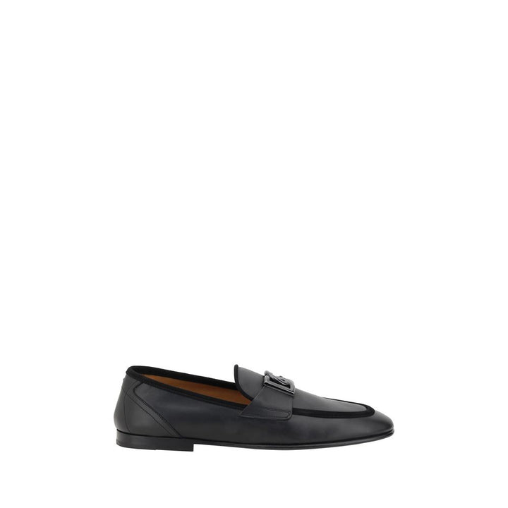 Dolce &amp; Gabbana Black Calf Leather Bos Taurus Slip-On Loafers