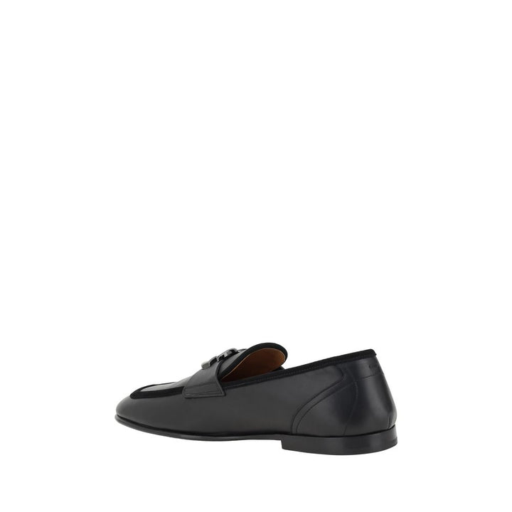 Dolce &amp; Gabbana Black Calf Leather Bos Taurus Slip-On Loafers