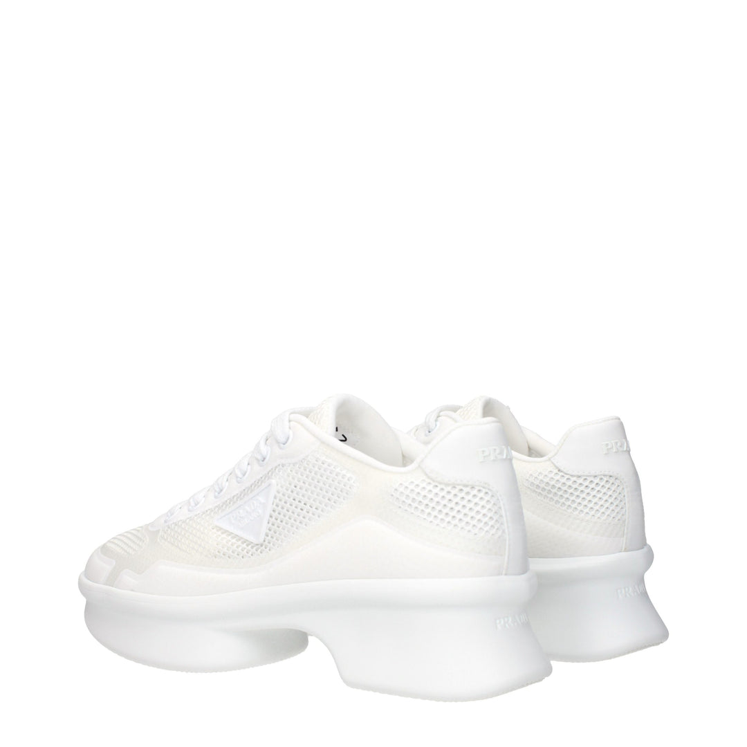 Prada White Fabric Low Top Sneakers