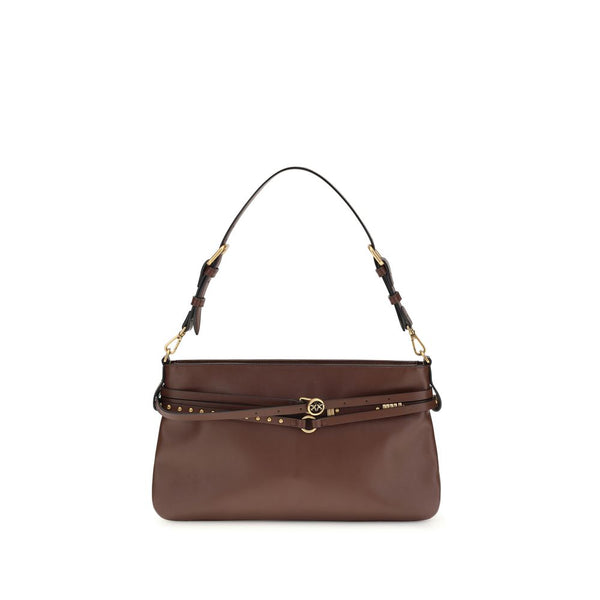 PINKO - Brown Calf Leather Bos Taurus Shoulder Bag