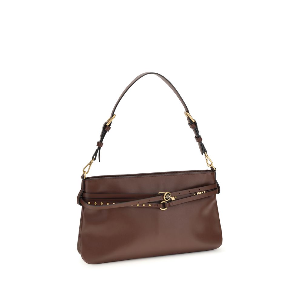 PINKO - Brown Calf Leather Bos Taurus Shoulder Bag