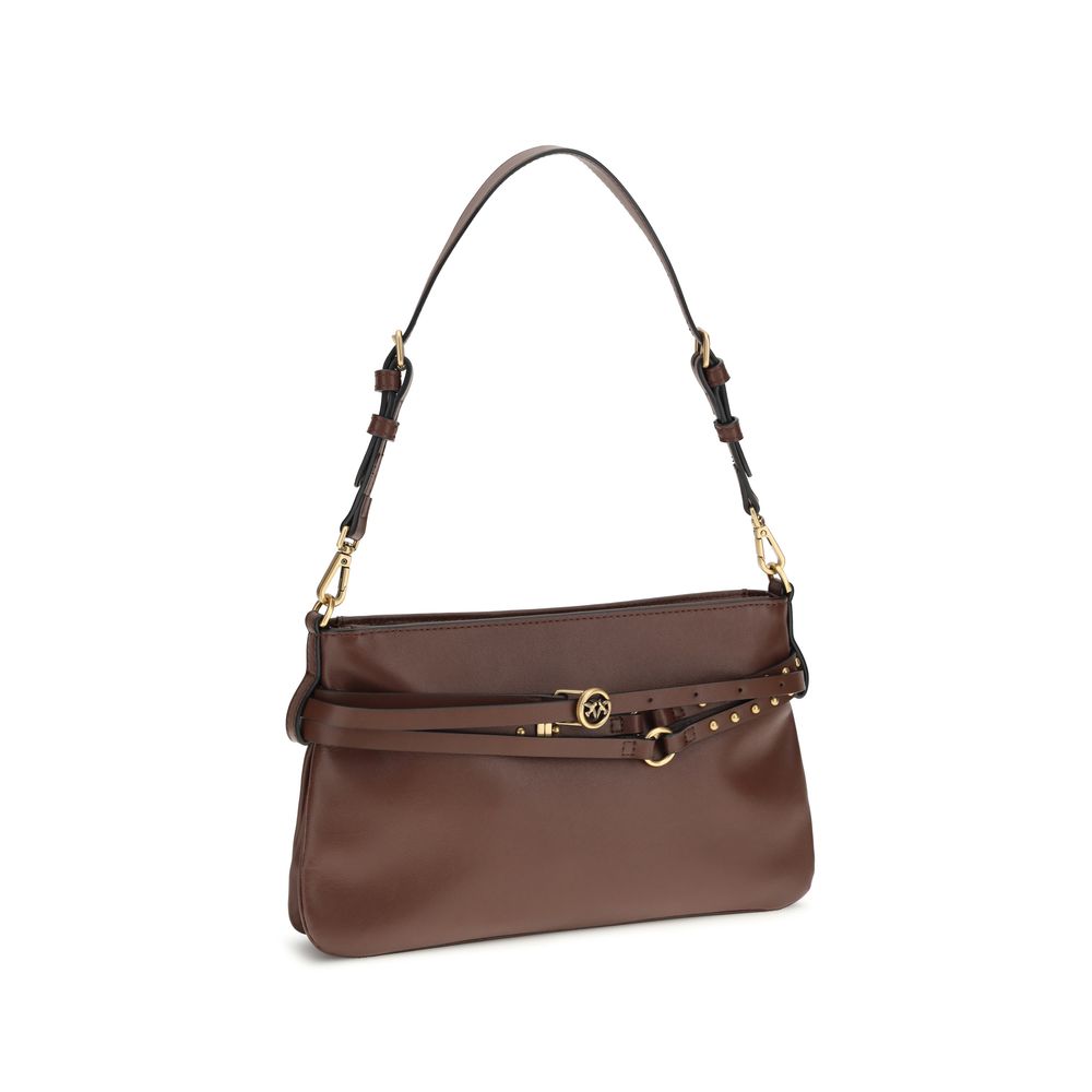 PINKO - Brown Calf Leather Bos Taurus Shoulder Bag