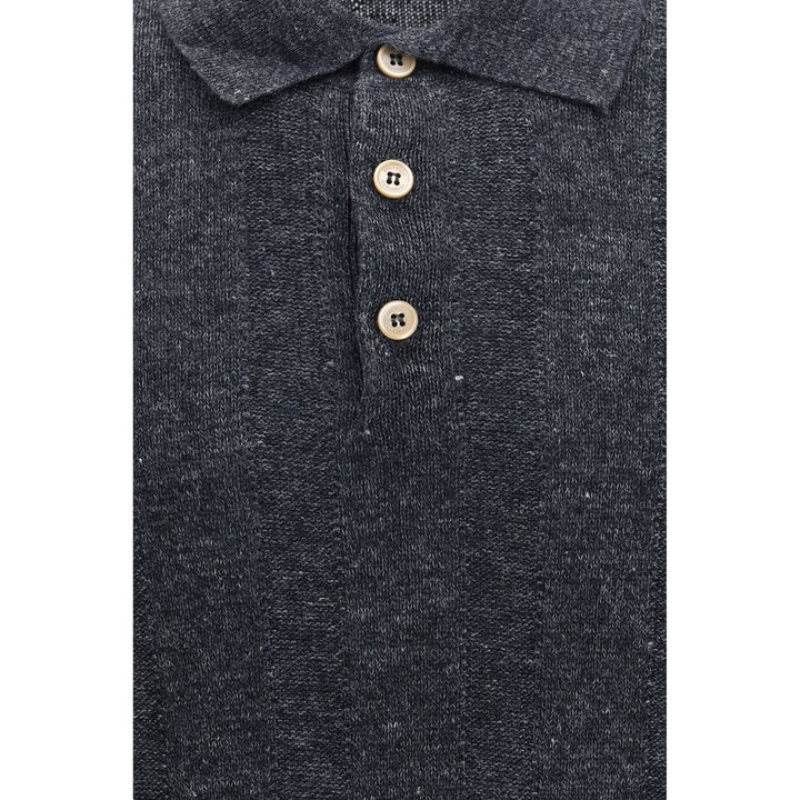 Brunello Cucinelli Gray Cotton Polo Shirt