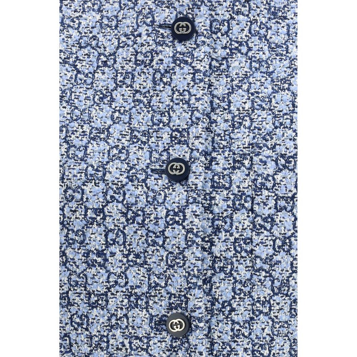 Gucci Blue Cotton Sleeveless Jacket