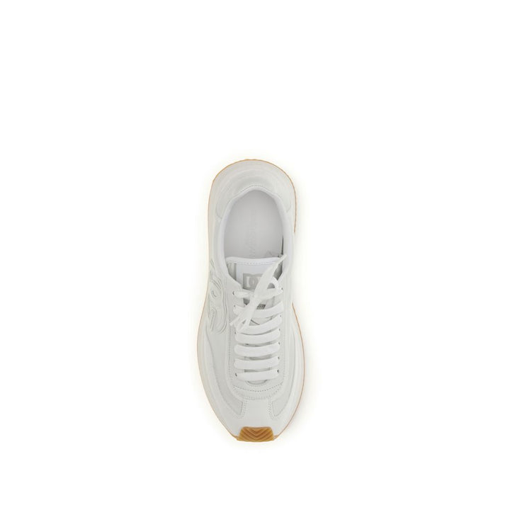 Dolce &amp; Gabbana White Calf Leather Bos Taurus Athletic Sneakers