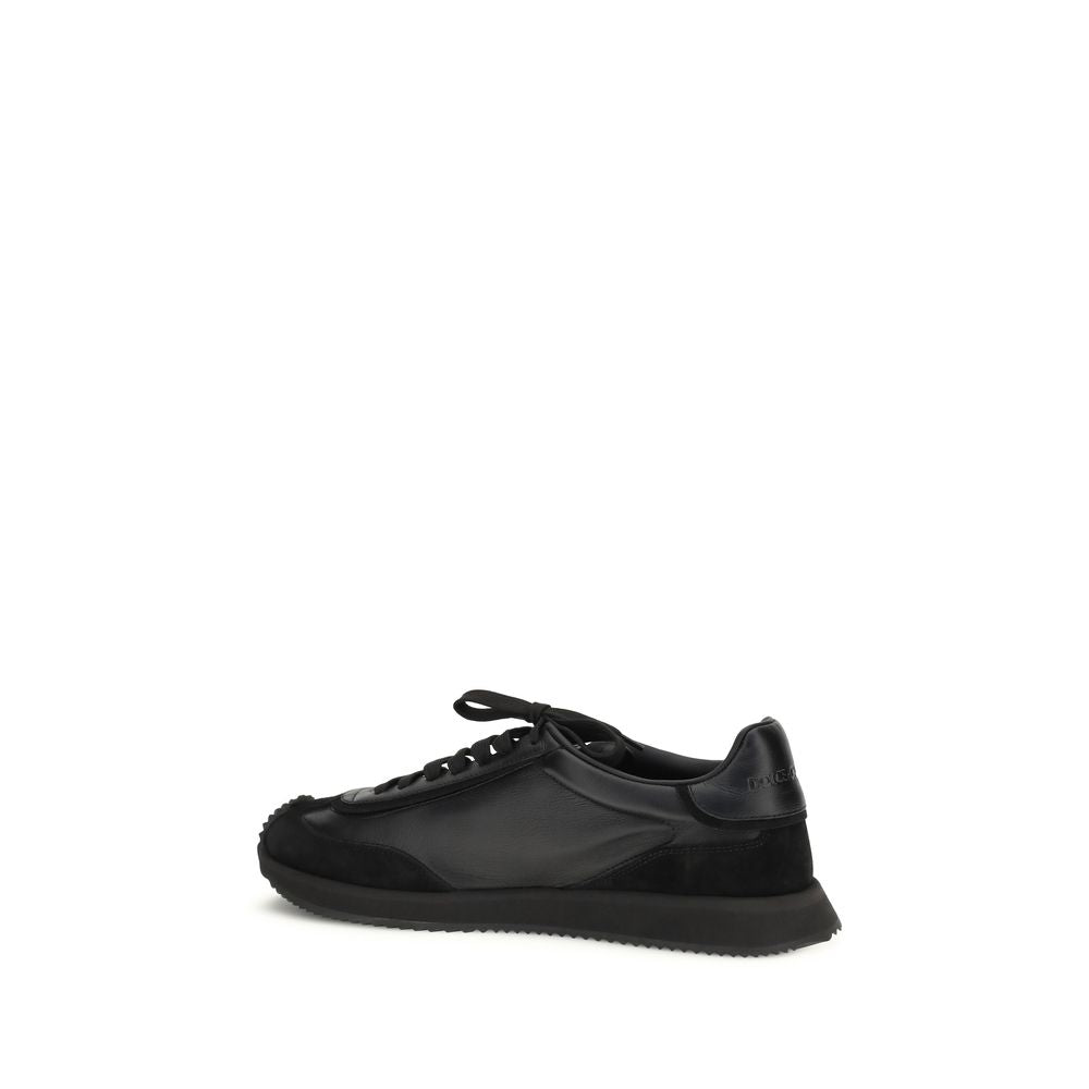Dolce &amp; Gabbana Black Calf Leather Bos Taurus Athletic Sneakers