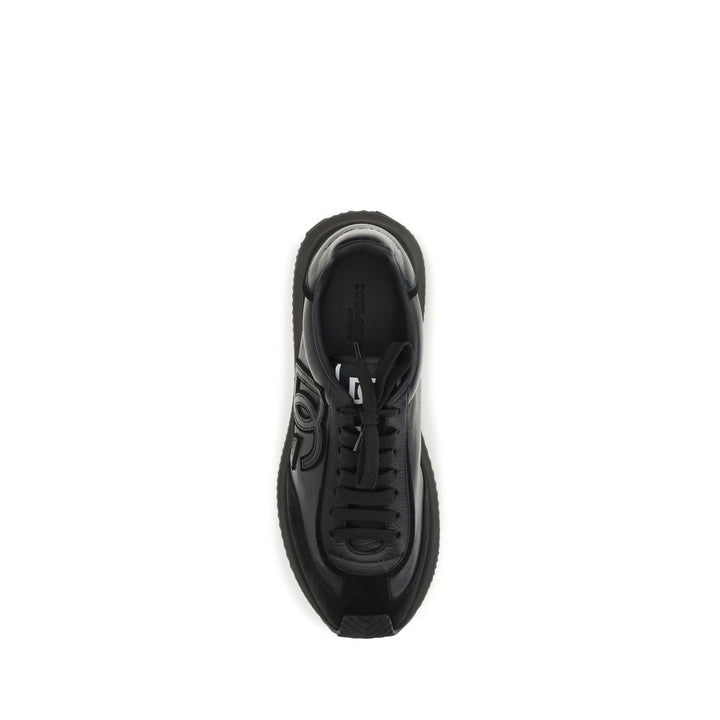 Dolce &amp; Gabbana Black Calf Leather Bos Taurus Athletic Sneakers