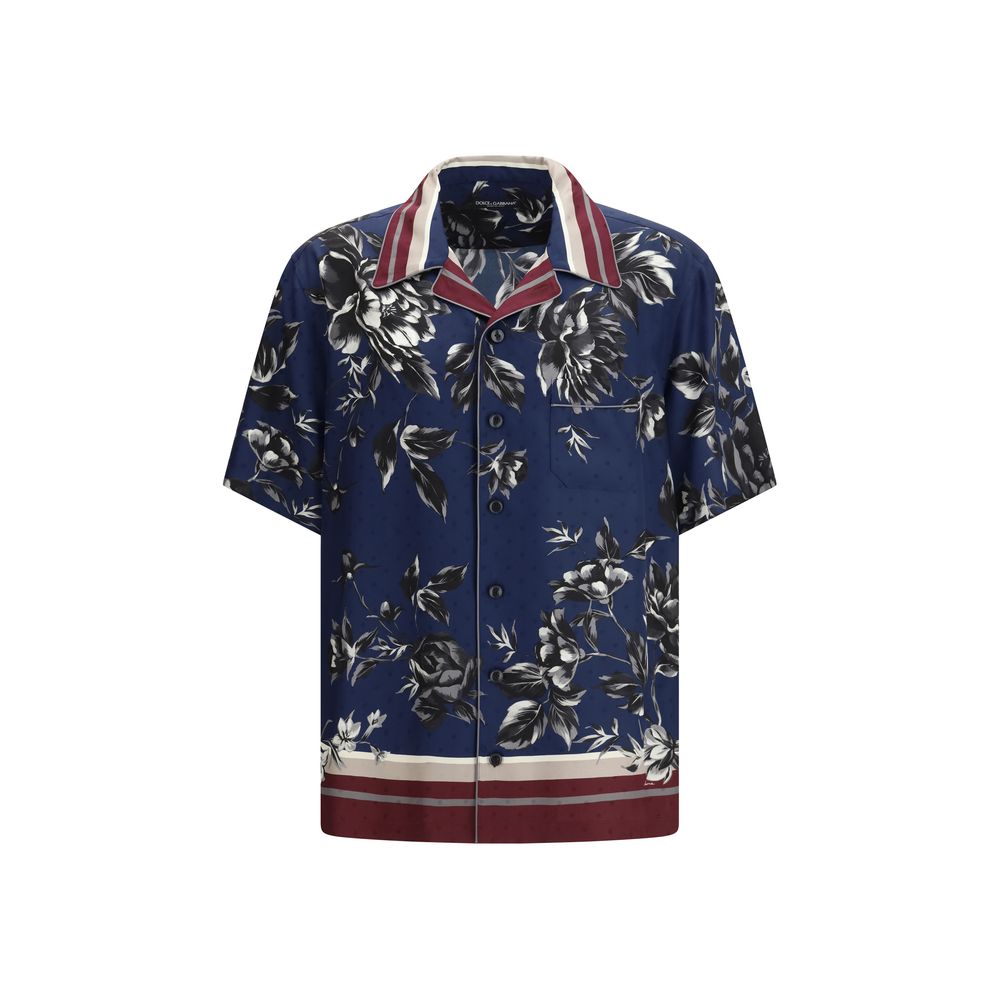 Dolce &amp; Gabbana Blue Silk Pattern Shirt