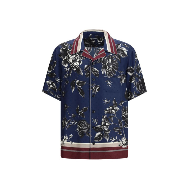 Dolce &amp; Gabbana Blue Silk Pattern Shirt