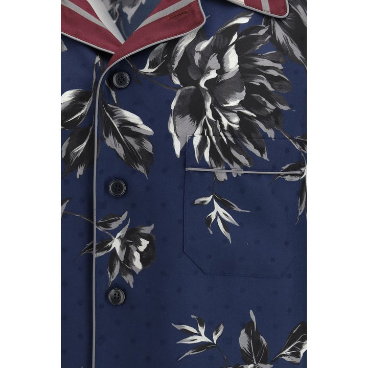 Dolce &amp; Gabbana Blue Silk Pattern Shirt