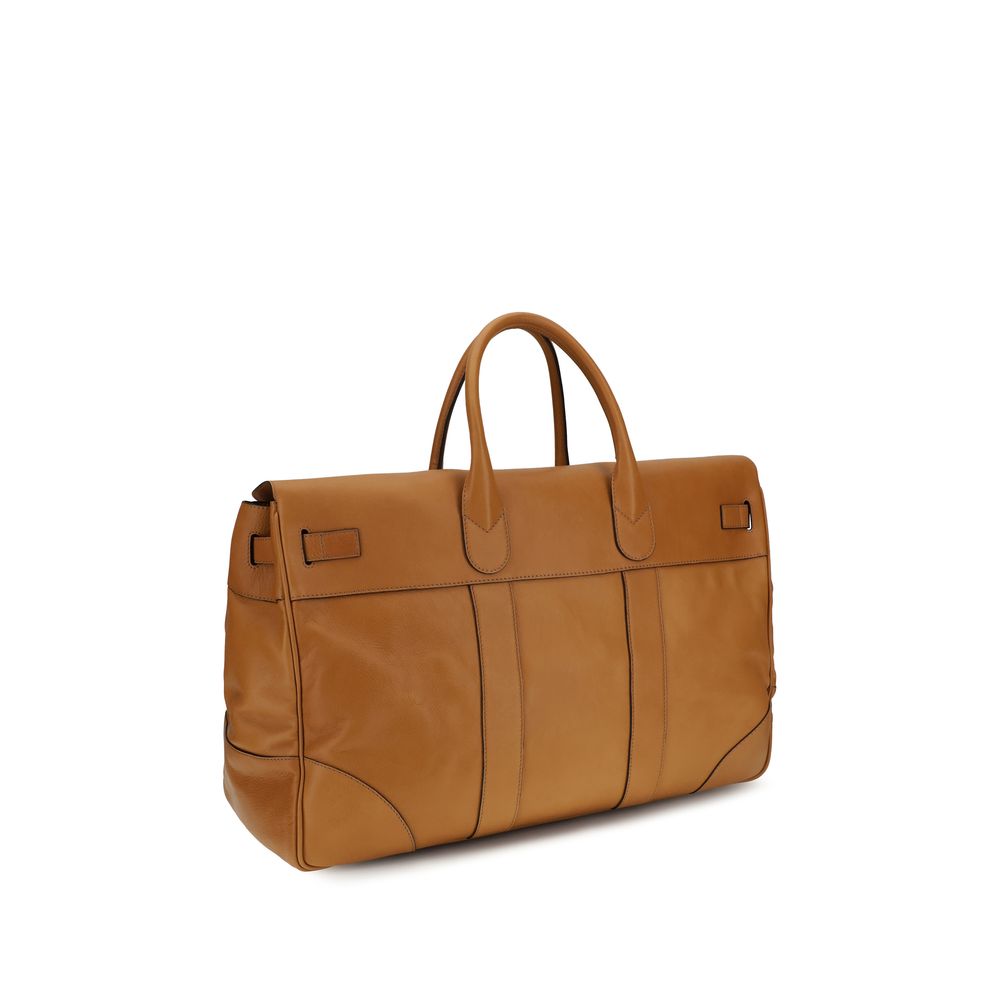 Brunello Cucinelli Brown Calf Leather Bos Taurus Luggage And Travel