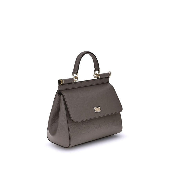 Dolce &amp; Gabbana Gray Calf Leather Bos Taurus Handbag