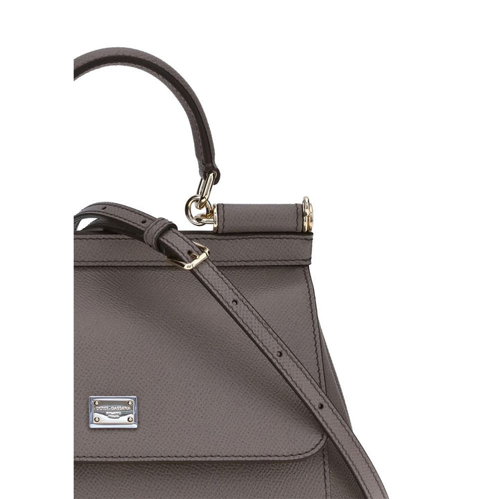Dolce &amp; Gabbana Gray Calf Leather Bos Taurus Handbag