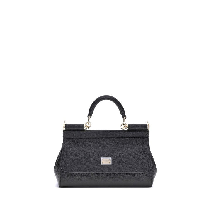Dolce &amp; Gabbana Black Calf Leather Bos Taurus Handbag