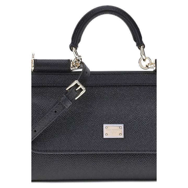 Dolce &amp; Gabbana Black Calf Leather Bos Taurus Handbag