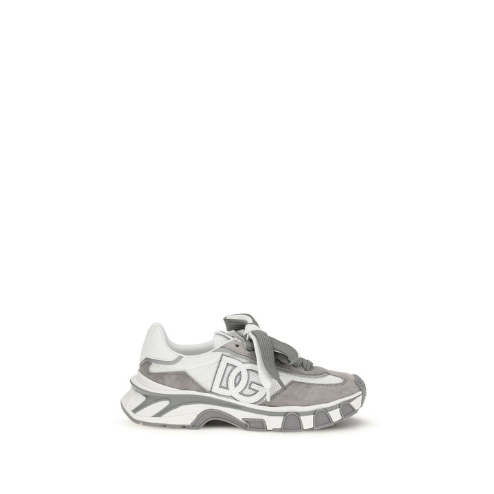 Dolce &amp; Gabbana Gray Calf Leather Bos Taurus Athletic Sneakers