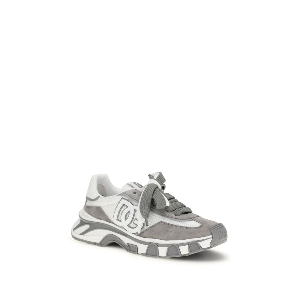 Dolce &amp; Gabbana Gray Calf Leather Bos Taurus Athletic Sneakers