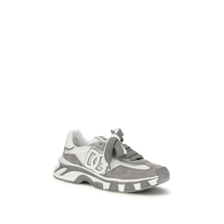 Dolce &amp; Gabbana Gray Calf Leather Bos Taurus Athletic Sneakers