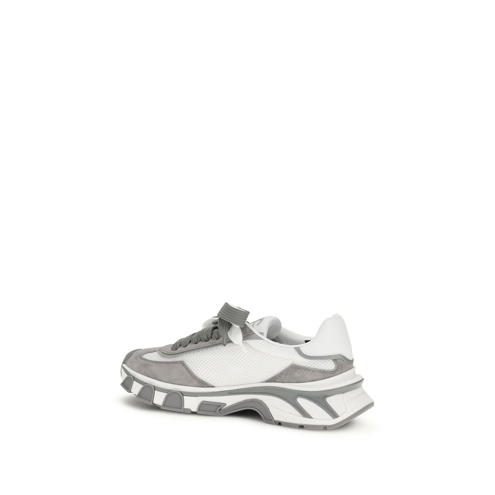 Dolce &amp; Gabbana Gray Calf Leather Bos Taurus Athletic Sneakers