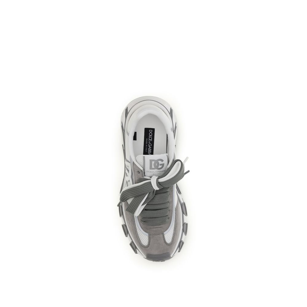 Dolce &amp; Gabbana Gray Calf Leather Bos Taurus Athletic Sneakers