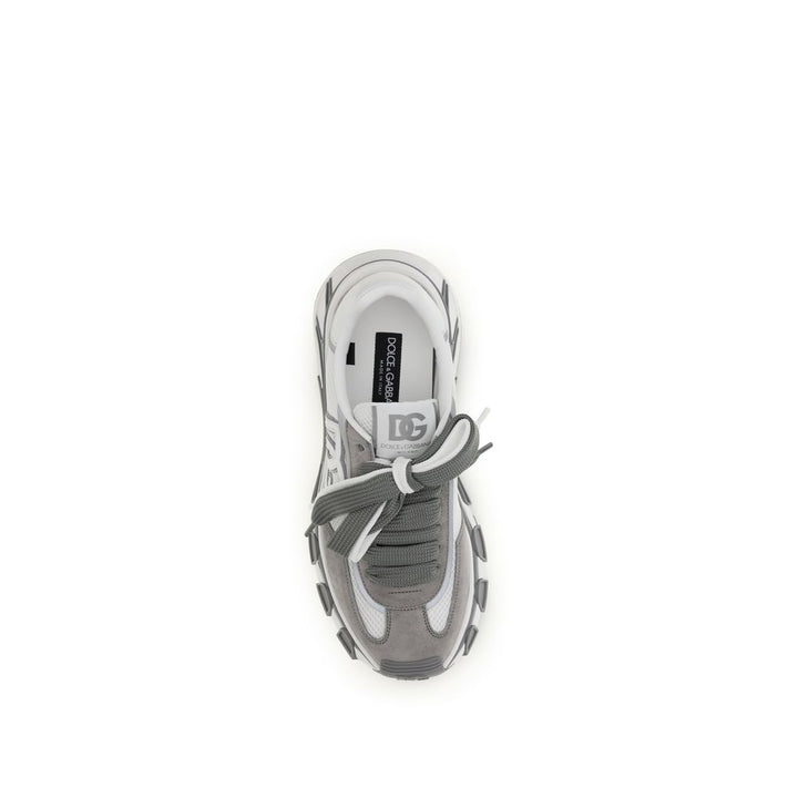 Dolce &amp; Gabbana Gray Calf Leather Bos Taurus Athletic Sneakers