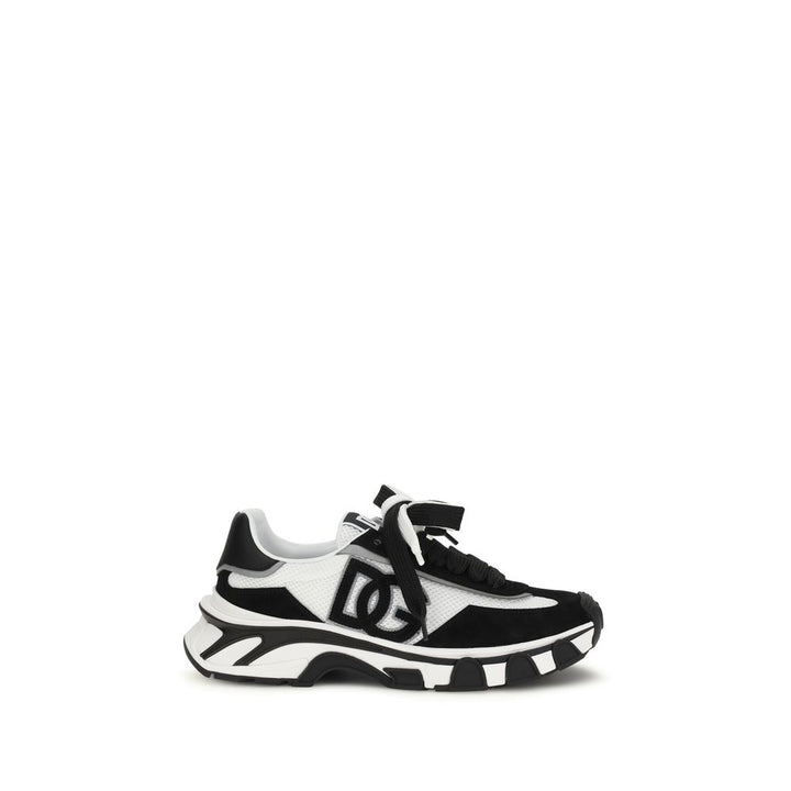 Dolce &amp; Gabbana Black Calf Leather Bos Taurus Athletic Sneakers