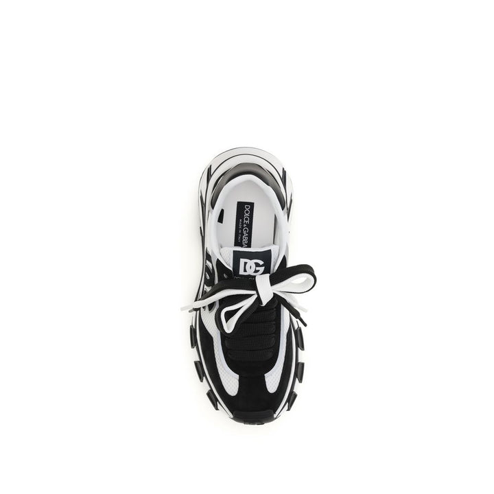 Dolce &amp; Gabbana Black Calf Leather Bos Taurus Athletic Sneakers