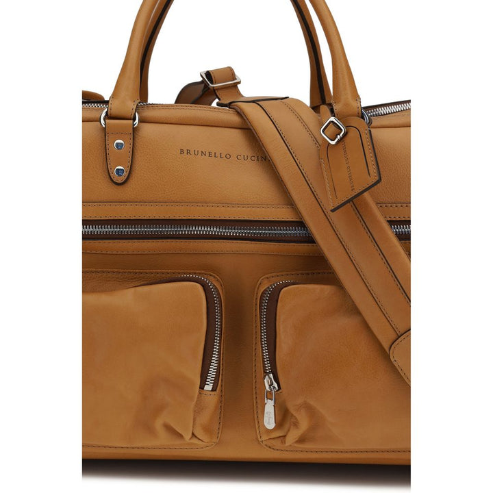 Brunello Cucinelli Brown Calf Leather Bos Taurus Luggage And Travel