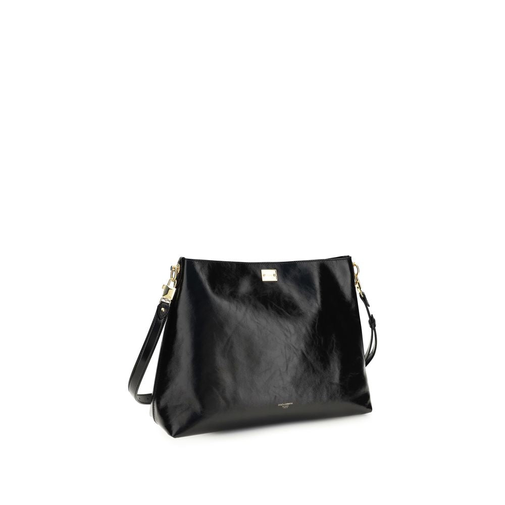 Dolce &amp; Gabbana Black Calf Leather Bos Taurus Shoulder Bag