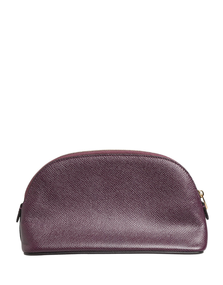 Dolce &amp; Gabbana Dark Purple Leather DG Logo Zip Around Hand Purse Wallet