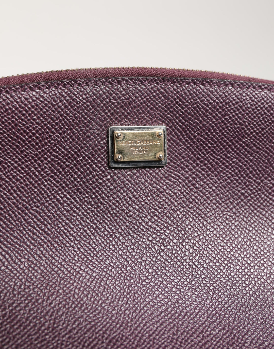 Dolce &amp; Gabbana Dark Purple Leather DG Logo Zip Around Hand Purse Wallet