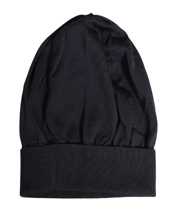 Dolce &amp; Gabbana Black Solid Wool Knitted Winter Beanie Cap Hat